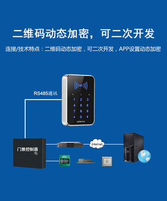 CR02S4-對接RS485鍵盤二維碼門禁讀卡器
